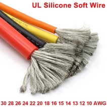 1M/5M 내열 케이블 30 28 26 24 22 20 18 16 15 14 13 12 10 AWG 울트라 소프트 실리콘 와이어 고온 플렉, 01 5 Meters_04 24AWG, 04 빨간