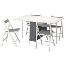 이케아 IKEA KALLHÄLL 칼헬 / TERJE 테리에 테이블+의자4 - 화이트/라이트그레이/크니사 화이트/라이트그레이 33/89/145x98 cm 194.281.77