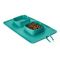 톡톡창고 실리콘 애견 강아지 밥그릇 고양이 접이식 식기 휴대용 물그릇, 검정