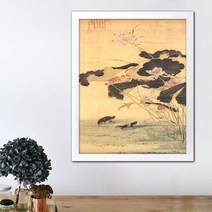 나봄갤러리 현재 심사정 - 연지유압도 한국화 연꽃그림 오리그림 동양화, 2.심플 화이트 액자