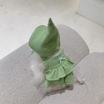 강아지 옷 티셔츠 애견의류 재미있는 니트 슬링 스커트 애완견 드레스 모자 의류 개 조끼 초소형 귀여운 치와와 달콤한 판매 여름, 9.Green - L