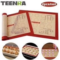 마카롱 만들기 키트 Teenra 2 개대 붙지 않는 베이킹 매트 실리콘 매트 베이킹 라이너 내열성 베이킹 시트 세트 과자 도구, 빨간색
