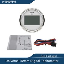 마린 52mm 디지털 타코미터 자동차 차량용 트럭 보트 Tacho 게이지 Hourmeter 방수 0-999RPM 빨간색 백라이, 01 WS