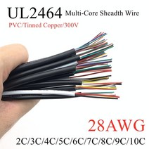 오디오배선 1M/5M 28AWG UL2464 재킷 와이어 케이블 채널 오디오 2-3-4-5-6-7-8-9 10 코어 절연 소프트 구리 신호 제어, [01] Black, [09] 28AWG (10Cores), [01] 5meter