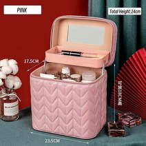 메이크업박스 화장품 파우치 브러쉬 매쉬 핸드폰 방수 대용량 PU 가죽 가정용 다기능 메이크업 휴대용 다층 여행 정리함, 2.A Pink