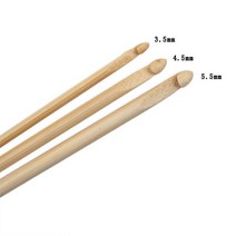아프간바늘 목도리실 뜨개질 대바늘 세트 2개/대 24cm 자연 대나무 아프간 사우디 아라비아 더블 엔드 크로, 03 3.5mm 4.5mm 5.5mm