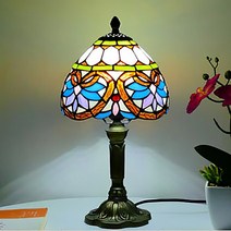 공간 온에어 조명 지중해 레트로 스테인드 글라스 빈티지 아트 터키어 모자이크 책상 나이트 스탠드 이케아, 01 EU plug, 15 O