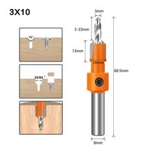 8mm shank hss woodworking countersink 라우터 비트 나사 추출기 remon demolition for wood milling cutter, 3X10
