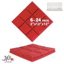 방음재 흡음재 방음스펀지 어쿠스틱 스튜디오 폼 버섯 웨지 타일 방음 벽 패널 고밀도 피스, 44.Red - High Density-12 Pcs W