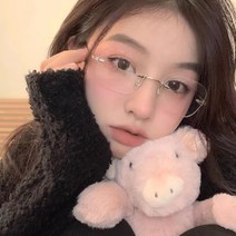 binke 볼터치 안 해도 돼 그라데이션 볼터치 안경 여자 안경테 금속 큰 사이즈 여자 패션 독특한 검은색 테두리 민낯 신기하다 테두리 둥근 얼굴 마른 얼굴블러셔 안 해도 돼요.
