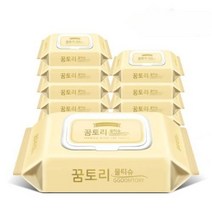 꿈토리 아기 물티슈 더 도톰한 골드 캡형 10팩 엠보싱 65평량 60매