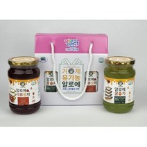 알로에팜 거제 유기농 꿀차 선물세트 알로에꿀차+알로에석류꿀차, 500g