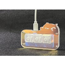 투명 키보드 미니 귀여운 고양이 3 키 크리스탈 스위치 키 캡 아크릴 rgb 프로그래밍 가능 매크로 기계 게임, 그라데이션 투명, 체리 레드 스위치