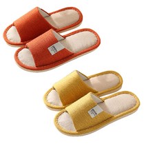 1+1 층간소음방지 발편한 커플 사무실실내슬리퍼 거실화 모던코지린넨슬리퍼, 스칼렛(여성), +엘로우(여성)