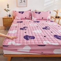 라지킹침대 두꺼운 퀼트 장착 침대 시트 퀸 킹 사이즈 미끄럼 방지 방진 커버 1 장, [06] 2pcs 47x74pillowcase, [16] aixin