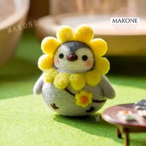Makone 상표등록 양모 니들 펠트 공예 인형 diy 재료 수제 인형 펭귄, 셰프 펭귄