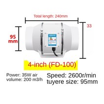 배풍기 3/4/5/6inch 배기 팬 주방 파이프 덕트 욕실 추출기 환기 화장실 벽 공기 청소 창 산업용, 02 4inch_01 미국