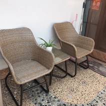 리얼비 카페 베란다 테라스 미니 커피 등나무 라탄 테이블+의자2개 세트 테라스 정원 레저 등나무 야외, 오리지널 등나무 3피스 슈트 1테이블+2의자