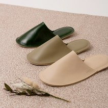 가죽 실내화 룸슈즈 실내용 거실 사무실 호텔 룸 슬리퍼, 올리브그레이