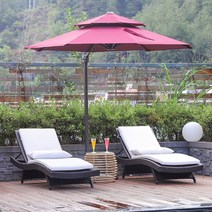 썬베드 비치 라탄 접이식 의자 야외 테라스 비치 수영장 론체어 선베드, 2침대+방수시트+1테이블