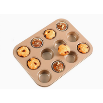 머핀 틀 12구 파이 타르트 빵 골드, 머핀틀-12구