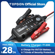 차량용배터리 자동차배터리할인점 딥싸이클배터리 topdon car battery 1.2a, t1200 미국 플러그