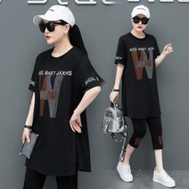 여성 빅사이즈 프린트 루즈핏 트레이닝복 세트