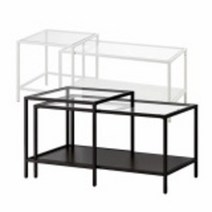 이케아 VITTSJÖ 빗셰 네스팅테이블2종 블랙브라운 유리