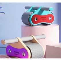 롤링휠 자동 ab슬라이드 복근 운동 코어 피트니스, 핑크그레이+요가매트핑크