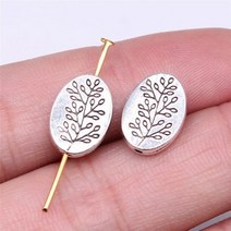 보석 만들기위한 금속 합금 구슬 골동품 실버 색상 조각 비즈 DIY 공예 만들기 결과 수제 티베트어 10 개, 14x10mm-Silver