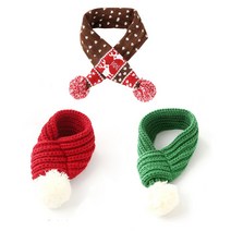 펫담 손뜨개 방울 강아지목도리, M