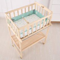 원목 기저귀교환대 기저귀갈이 수납 다기능 아기 옷걸이 거치대, 전원목 아기 침대 기저귀대+복록 케어패드