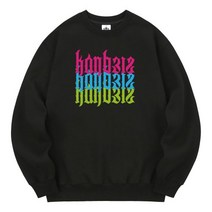 KAN6312 KMB0047 칸레터링교차 기모 맨투맨 - 블랙