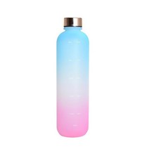 시간 마커가있는 1L 물병 32 OZ 동기 부여 재사용 가능한 피트니스 스포츠 야외 여행 Leakproof BPA Free F, 07 Blue Pink