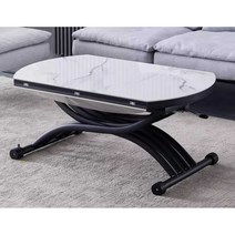 리프트업 테이블 소파 거실 좌식 높이 타원형, 120 고급 화이트