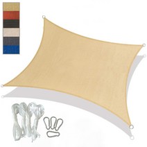 SOOFAM UV 차단 방수 삼각 사각 그늘막 타프 썬쉐이드 차광막 차양막 캐노피 정원 옥상방수 천막 HDPE 레드/베이지/블루, 5*5m, 베이지