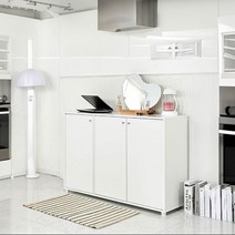 Sunshine 주방 수납장 주방기구 정리함 보관함 낮은 양문 서랍장 와이드, 진그레이-손잡이블랙