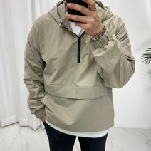 미꼬장 남자 바스락 오버핏 스트링 아노락 후드 바람막이