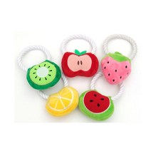 강아지 봉제 과일 삑삑 장난감 4종 세트, 수박, 사과, 오렌지, 통수박, 1세트