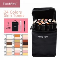 음주 측정기 Touch five1224 색 스킨 톤 세트 알코올성 잉크 스케치 마커 펜, 24 Skin Tones Black