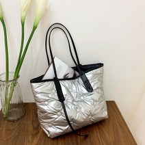 여성 겨울 다운 가방 깃털 공간 면화 패딩 핸드백 솔리드 컬러 퀼트 양동이 가방 여성 대용량 토트 백 데일리 숄더백