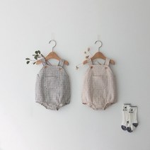 사자옷 신생아 백일 돌 아기 남아 여아 체크 멜빵 바디슈트 외출복