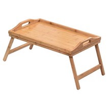GHSHOP 아이 소파를 위한 접을 수 있는 다리 침대 책상으로 봉사하는 나무로 되는 침대 쟁반 아침식사, 50x30x20cm, 목재 색상, 활기 없는
