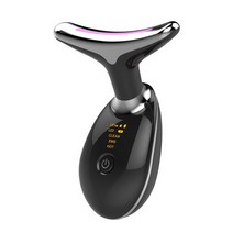 가정용 초음파 리프팅 마사지기목얼굴 뷰티 마사지 장치 LED 광자 주름 방지 이중턱 피부 리프팅, 04 Black No box