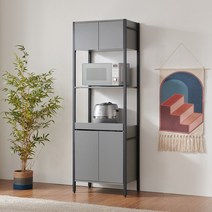 리빙 1800 주방 철제 전자렌지수납장 선반 렌지대 밥솥장 밥통 에어프라이어 오븐 선반 부엌 키큰장, 그레이