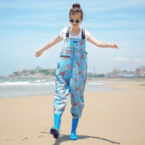 여성용 가슴장화 낚시 갯벌체험 옷 전신 귀여운 물장화 멜빵 바지 해루질, 230, I