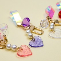 티는샵 보석 하트 홀로그램 키링 가방 파우치 에어팟 프로 버즈 라이브 핸드메이드, 에어팟1.2세대, 핑크