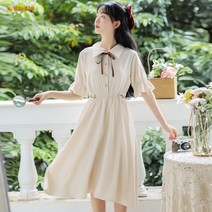 Mangoxiniu 여름 여성 타이트 인형 칼라 원피스