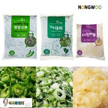 냉동야채 인기채소 냉동대파 다진마늘 청양고추 3종세트, 1set, 1kg