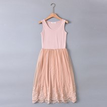 여성원피스 레이어드 레이스 끈 나시 코튼 롱 이너 원피스 CL-07